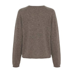Brun meleret cardigan med lange raglanærmer, set bagfra