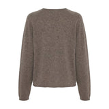 Brun meleret cardigan med lange raglanærmer, set bagfra