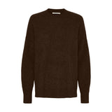 Brun Alina Yak Pullover fra Butterfly med rund hals, lange ærmer og ribkanter, set forfra