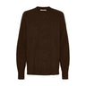 Brun Alina Yak Pullover fra Butterfly med rund hals, lange ærmer og ribkanter, set forfra