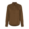 Brun langærmet skjorte Bamboo Shirt i Chocolate Brown fra Butterfly forfra med krave og brede manchetter