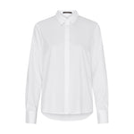 Hvid skjorte Bamboo Shirt fra Butterfly set forfra med skjortekrave, gemte knapper og lange ærmer