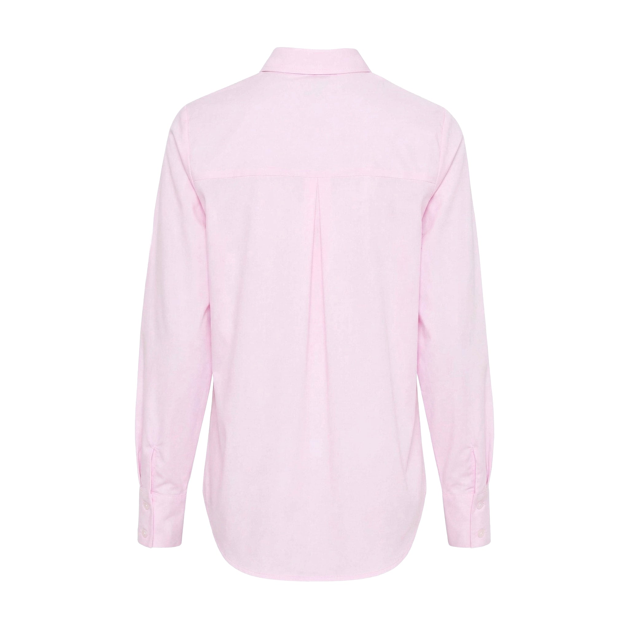 Pink skjorte i Light Pink set bagfra med læg midt på ryggen og knapper ved manchetterne