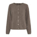 Brun meleret cardigan fra Butterfly med rund hals og lyse knapper, set forfra