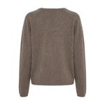Brun meleret cardigan i merinould og cashmere med raglanærmer, set bagfra