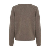 Brun meleret cardigan i merinould og cashmere med raglanærmer, set bagfra