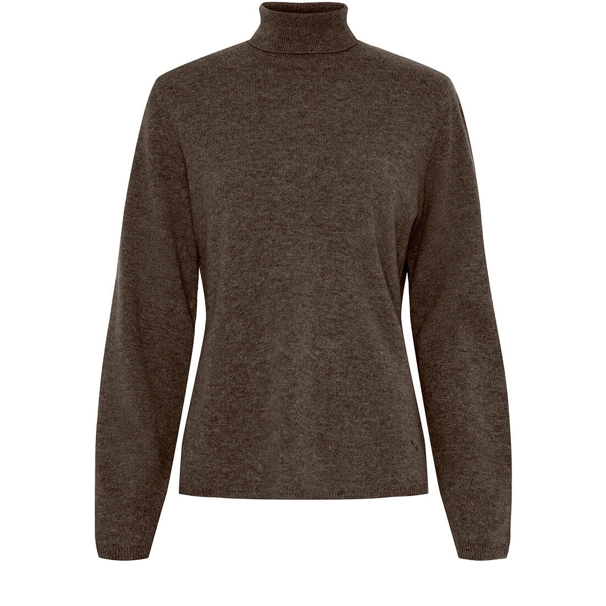 Brun meleret pullover med turtleneck og lange ærmer fra Butterfly set forfra
