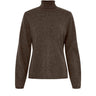 Brun meleret pullover med turtleneck og lange ærmer fra Butterfly set forfra