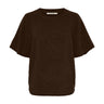 Brun Celine YAK pullover fra Butterfly med korte raglanærmer, rund hals og rullede kanter, set forfra