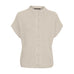 Eleanor vest fra Butterfly i beige ribstrik med knapper foran og korte ærmer, set forfra