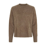 Beige Emilia Yak Pullover fra Butterfly i børstet yak med rund hals og ribkanter, set forfra