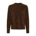 Brun pullover i børstet yak fra Butterfly med rund hals, lange ærmer og ribkanter, set forfra