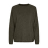 Grøn meleret pullover fra Butterfly med rund hals, lange ærmer og rullede kanter, set forfra