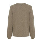Beige pullover i Taupe Melange med lange raglanærmer, set bagfra