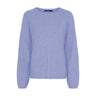 Mia Cashmere Pullover fra Butterfly i meleret lilla med rund hals og raglanærmer, set forfra