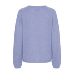 Lilla pullover fra Butterfly i farven Lavander Blue Melange, set bagfra med raglansømme