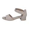 Beige sandal i ruskind fra Caprice set fra indersiden med rem om anklen og lav blokhæl
