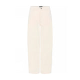 Beige Barrel Pant fra Cero i farven Sand set forfra med buede ben, knap, bæltestropper og ankellængde