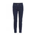 Mørkeblå Magic Fit bukser fra Cero i denim med slim snit, lommer foran og lynlås ved anklerne, set forfra