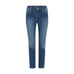 Blå slim bukser i denim fra Cero, Magic Fit Pant Summer i Medium Blue Denim, set forfra