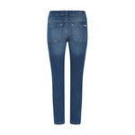 Blå slim bukser i denim fra Cero set bagfra med to baglommer og logo på linningen