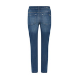Blå slim bukser i denim fra Cero set bagfra med to baglommer og logo på linningen