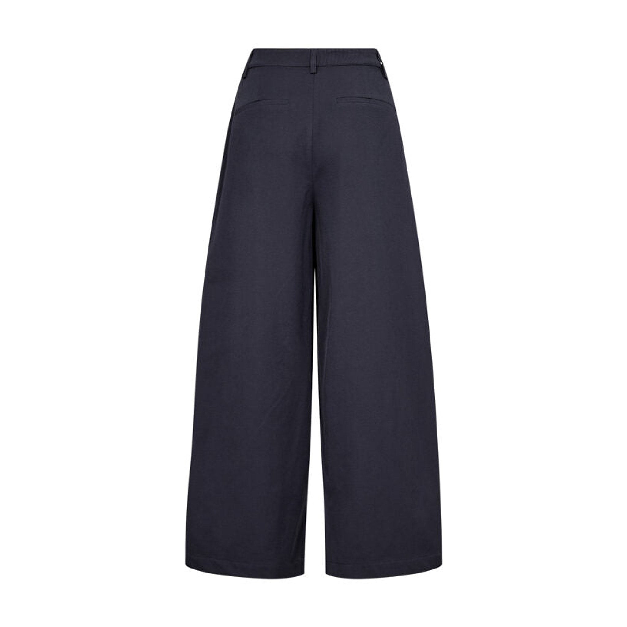 Navy barrel bukser fra Co'Couture set bagfra med to lommer bagpå og vide ben