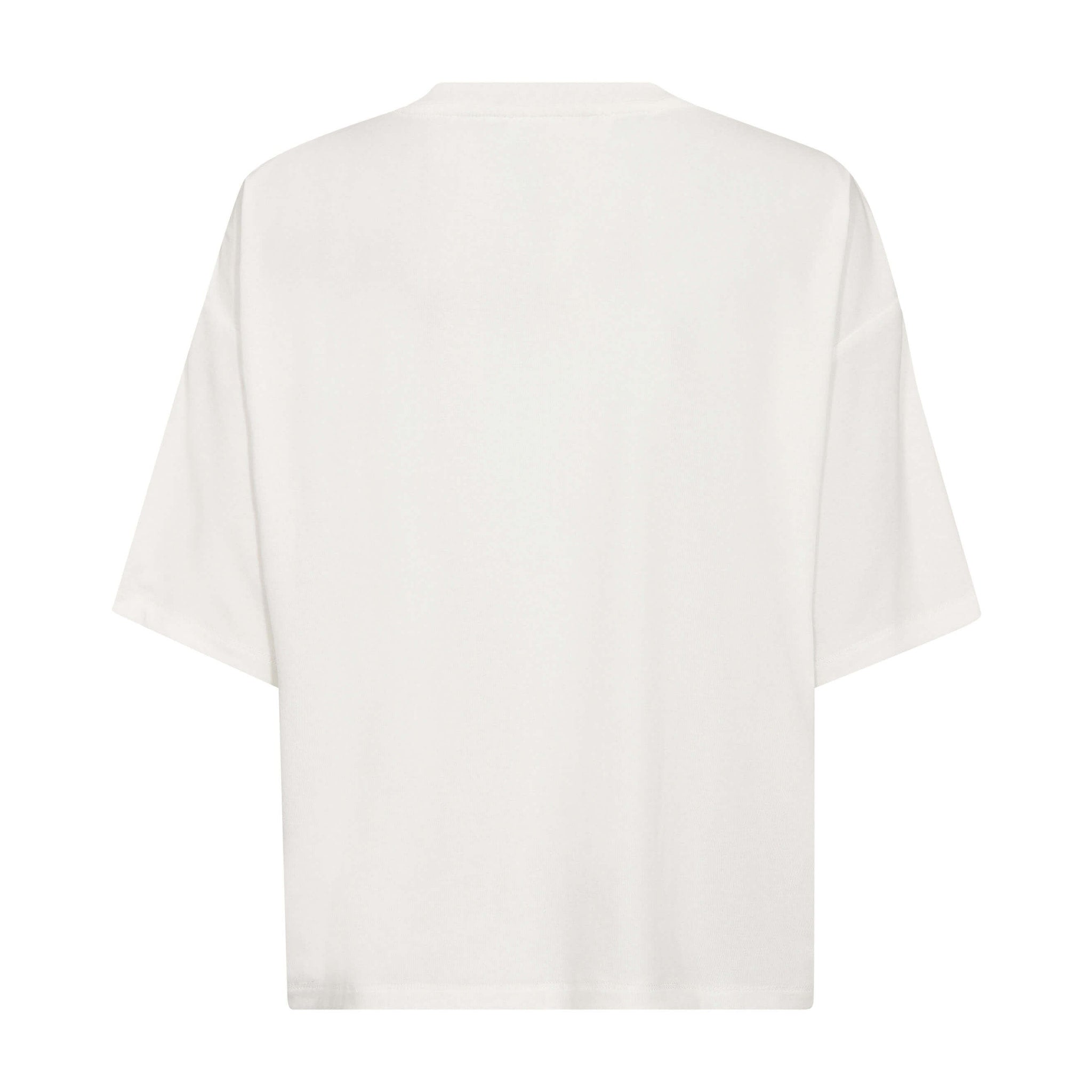 Hvid Ivre Flower Tee t-shirt fra Co'Couture set bagfra med glat ryg og nedfaldne skuldre