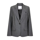 Grå blazer Jacky fra Co'Couture forfra med spidse revers, én knap og lommer med klap