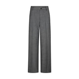 Grå wide leg bukser Jacky Wide Pant fra Co'Couture set forfra med pressefolder og knap i linningen