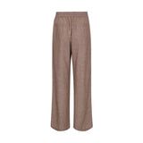 Brune stribede wide leg bukser fra Co'Couture med elastik i taljen, set bagfra