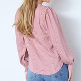 Pink Kesi Lace V-Shirt set bagfra med blonde over skuldrene og lange ærmer