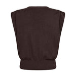 Lue Wing Knit Vest i Dark brown fra Co'Couture set bagfra – brun vest i strik med bred ribkant forneden