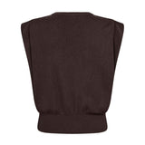 Lue Wing Knit Vest i Dark brown fra Co'Couture set bagfra – brun vest i strik med bred ribkant forneden