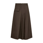 Grøn Luna Long Skirt nederdel fra Co'Couture forfra med læg, lomme med klap og knap ved taljen