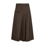 Grøn Luna Long Skirt nederdel fra Co'Couture forfra med læg, lomme med klap og knap ved taljen
