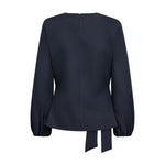 Navy bluse fra Co'Couture set bagfra med kort lynlås i nakken og bindebånd