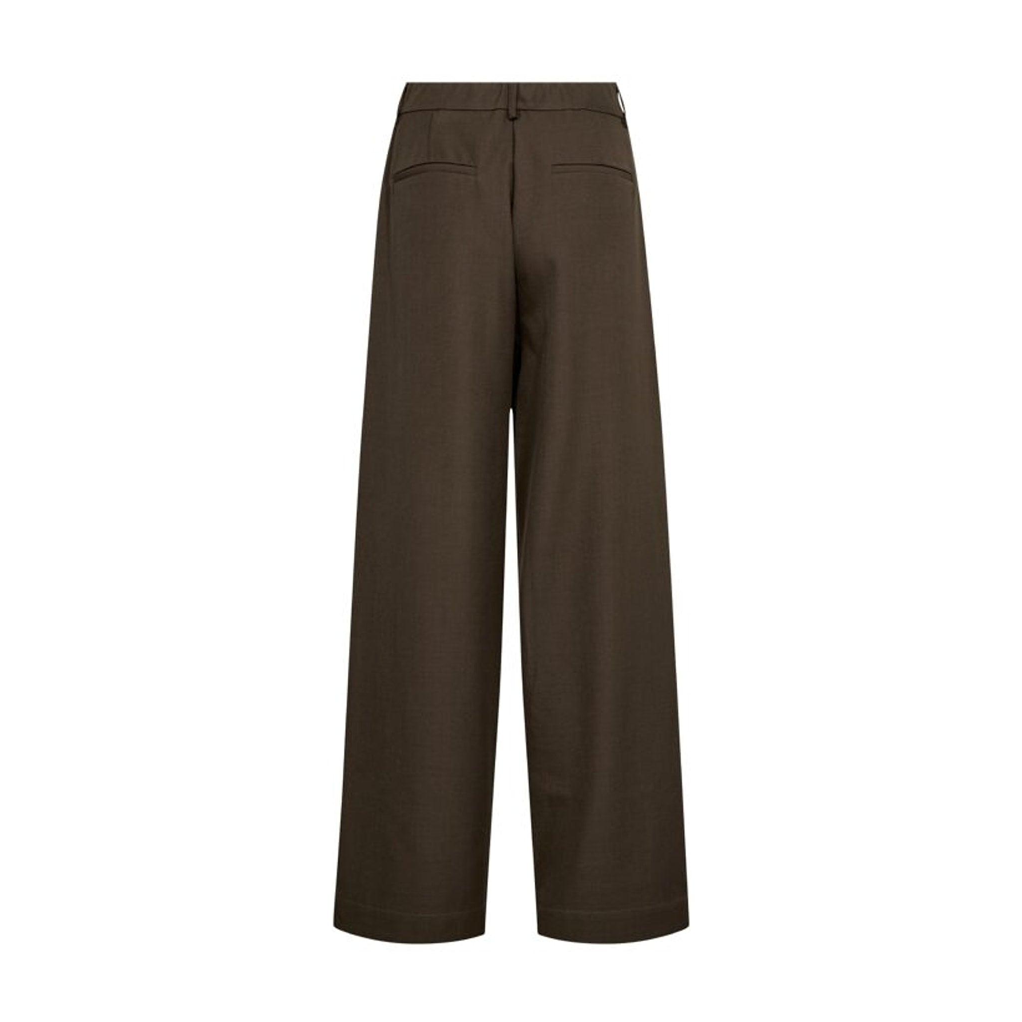 Brune wide leg bukser set bagfra med to lommer bag