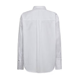 Hvid skjorte Poppy Cuff Shirt fra Co'Couture bagfra med læg på ryggen, afrundet bund og manchetter med knap