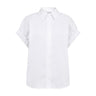 Hvid bluse fra Co'Couture med krave, knapper foran og korte ærmer med elastik, set forfra
