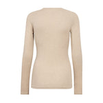 Rigo O-Neck Blouse i Walnut fra Co'Couture, lysebrun meleret langærmet bluse set bagfra