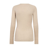 Rigo O-Neck Blouse i Walnut fra Co'Couture, lysebrun meleret langærmet bluse set bagfra