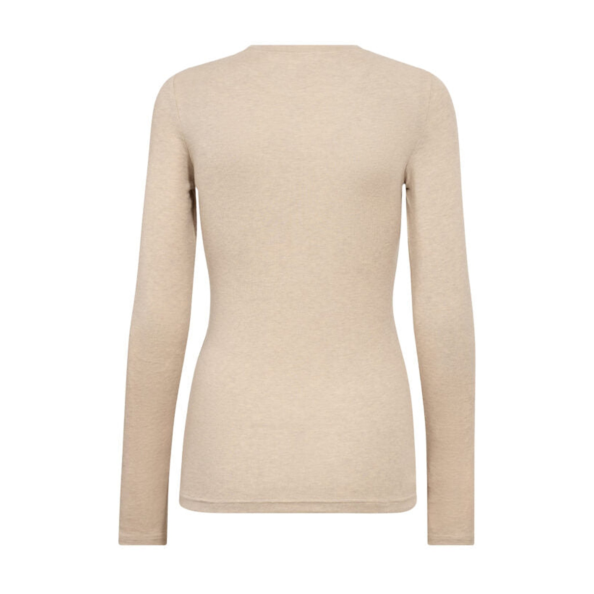 Rigo O-Neck Blouse i Walnut fra Co'Couture, lysebrun meleret langærmet bluse set bagfra