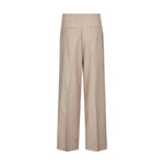 Beige nålestribede wide leg bukser set bagfra med to lommer bagpå