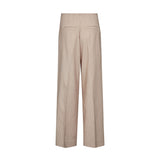 Beige nålestribede wide leg bukser set bagfra med to lommer bagpå