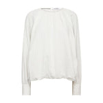 Hvid stribet bluse med ballonform og lange ærmer fra Co'Couture set forfra
