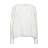 Hvid stribet bluse med ballonform og lange ærmer fra Co'Couture set forfra