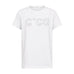 Hvid t-shirt fra Co'Couture med C'CO-logo af små sten, set forfra