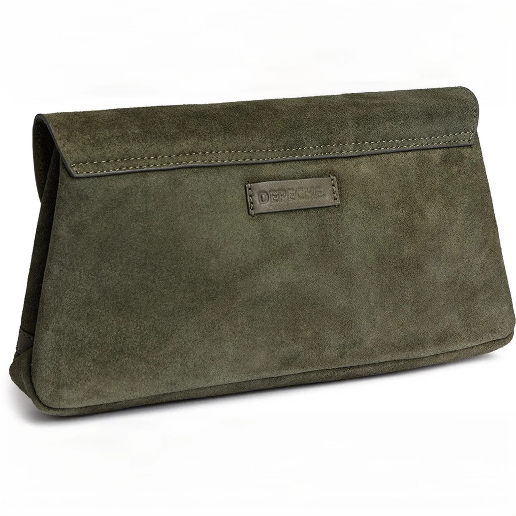 Grøn Depeche taske Bilbao Clutch set skråt bagfra med logomærke i læder
