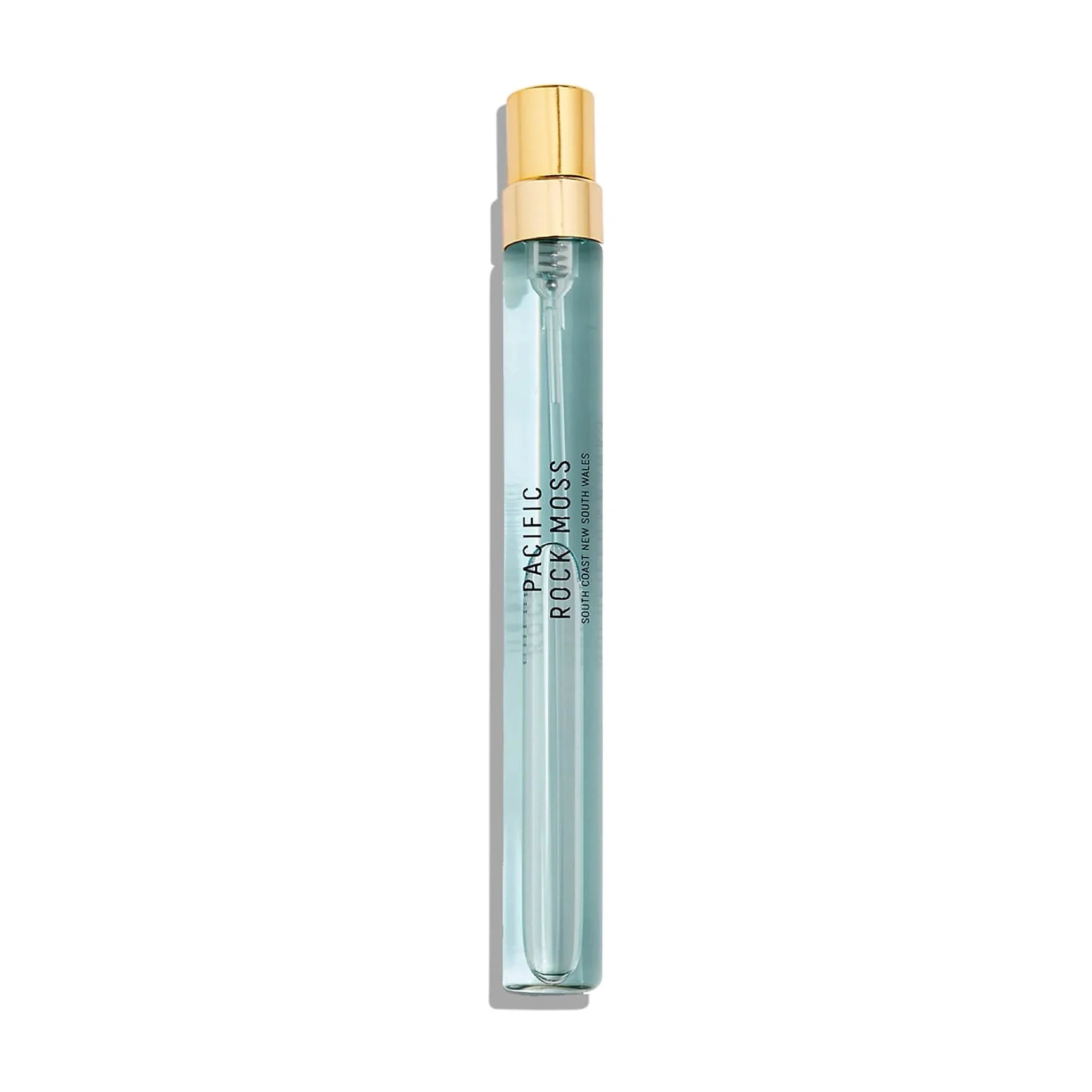 Pacific Rock Moss parfume 10 ml i lys akvafarvet sprayflaske med guldfarvet låg